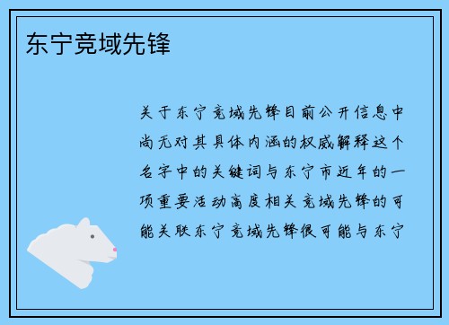 东宁竞域先锋